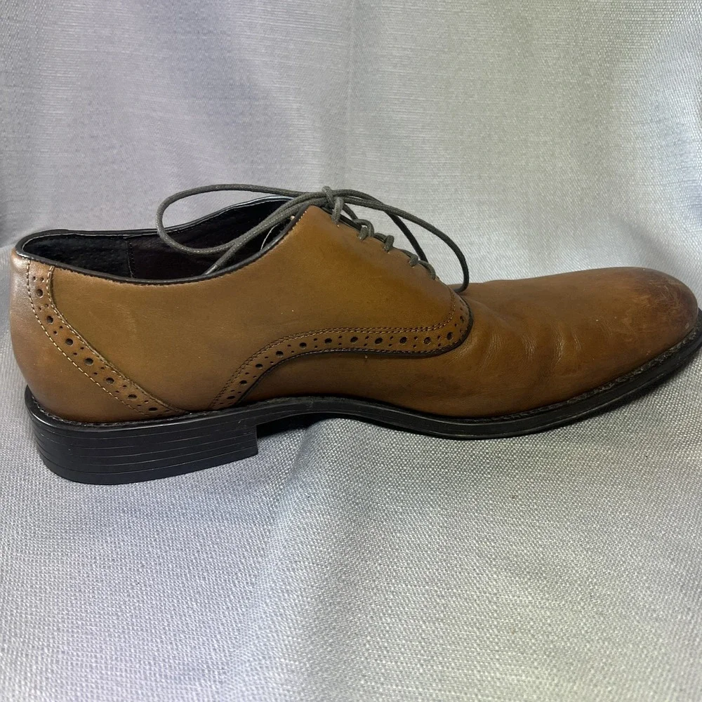 Aston Grey Collection Size 11.5 Men's Leather Oxford Lace Up Dress shoes - Brown